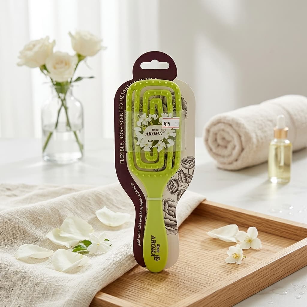 فرشاة روز أروما المرنة المعطرة برائحة الورد لفك تشابك الشعر - 1