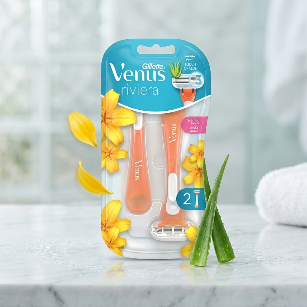Gillette Venus Riviera Women's Disposable Razors, 2 Count - 1
