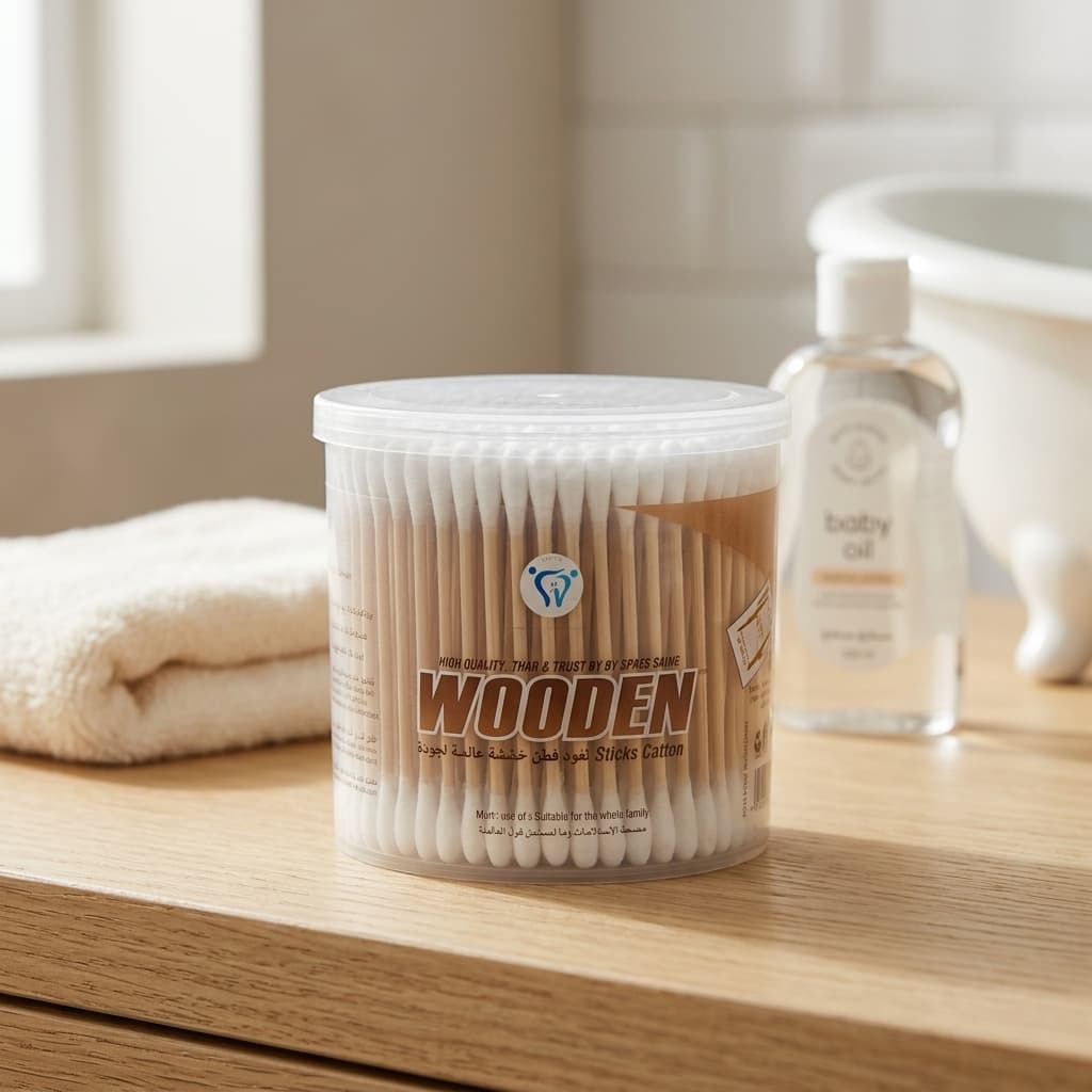 Baby Wooden Cotton Swabs 300 Pieces - 1