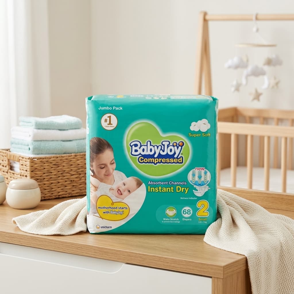 BabyJoy कंप्रेस्ड डायपर साइज 2 स्मॉल 68 डायपर - 1