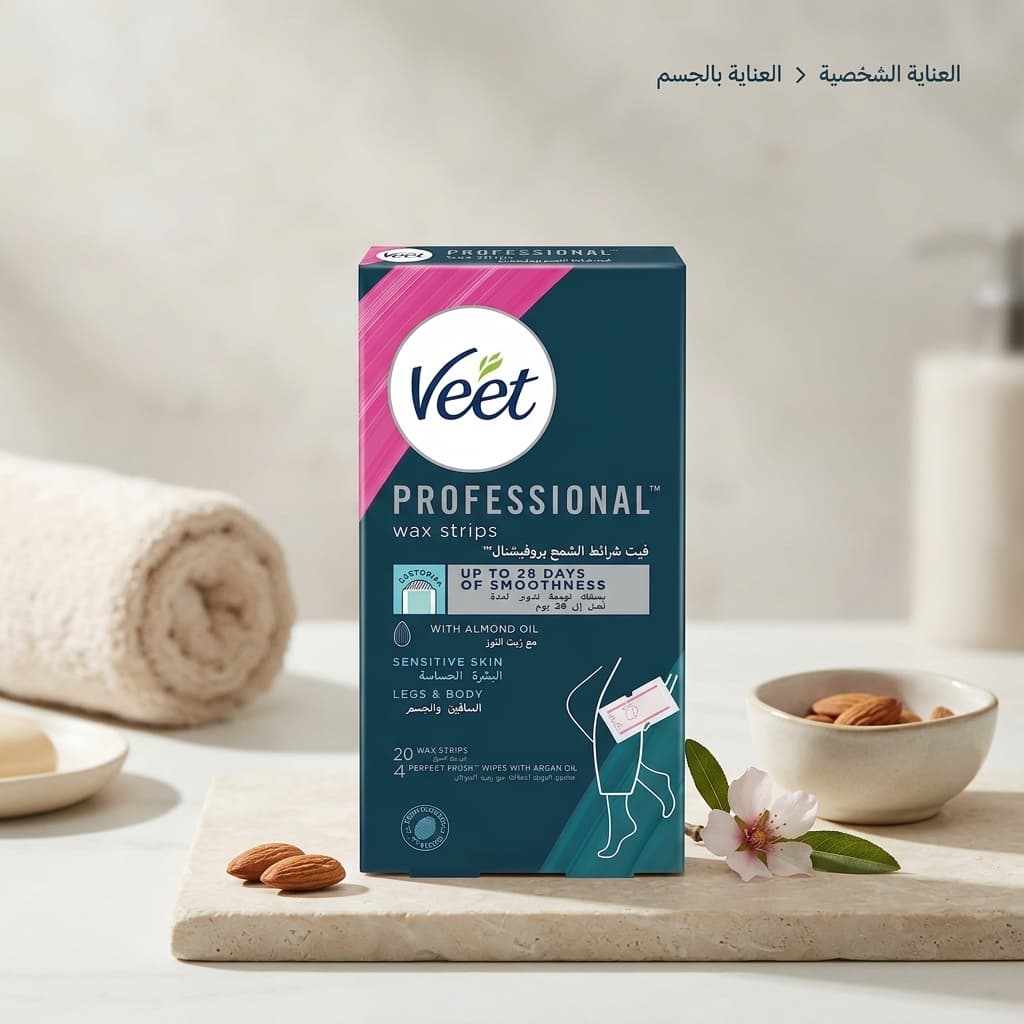 Veet Professional पैरों और शरीर के लिए वैक्स स्ट्रिप्स - संवेदनशील त्वचा - 1